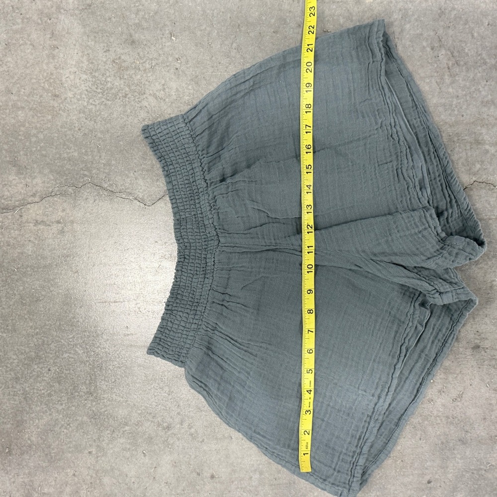 Michael Stars Womens Smocked Waist Gauze Shorts Blue Grey Relaxed Fit Large - Picture 5 of 7